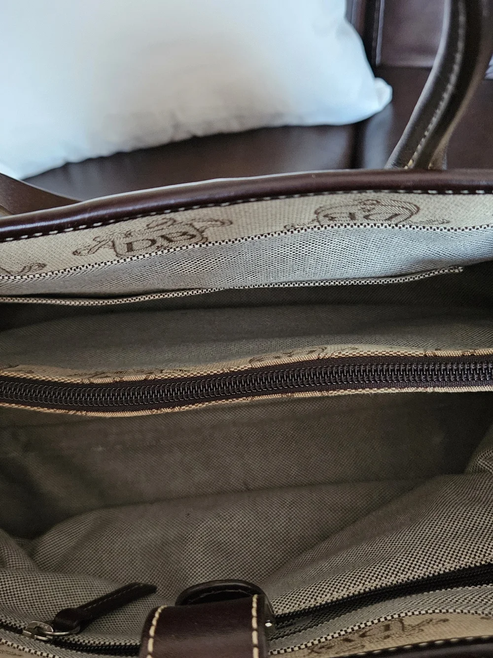 Dooney & Bourke Tan and Brown Canvas Interior Organizer